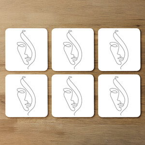 Line Face drawing Designer Coaster Set