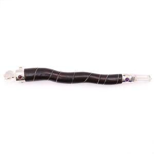 Natural Curved Wood and Rock Quartz Wand chocolate