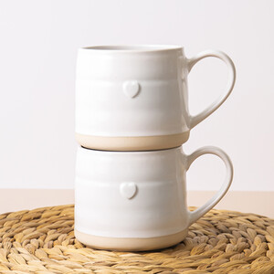 Mikasa Farmhouse Heart Stoneware Mugs, Set of 2, 380ml White