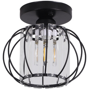 Modern Wrought Iron Pendant Light with Crystal Shade