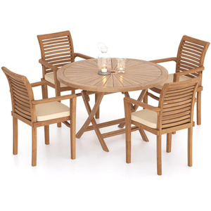 Victoria Teak Garden Dining Table and 4 Seat Chair Set