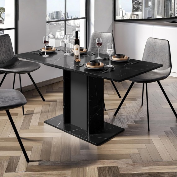WOOD MINI 100 to 140cm Extendable Dining Table with Black