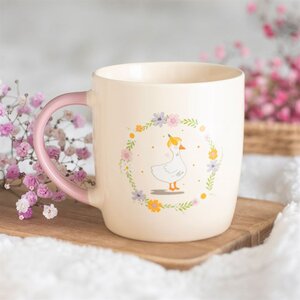 Floral Duck Mug Microwave Dishwasher Safe, Perfect Gift