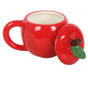 Apple-Shaped Ceramic Mug with Lid Quirky Kitchen Gift