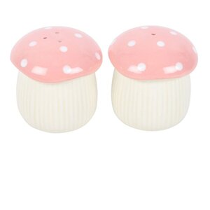 Pink Mushroom Salt  Pepper Shakers Cute Ceramic Table Decor
