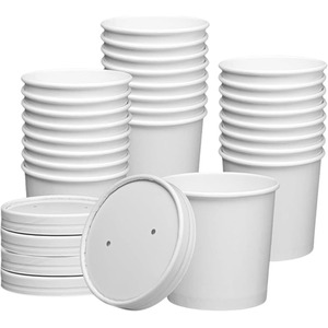 12oz White Kraft Soup Cups Containers with Vented Lid