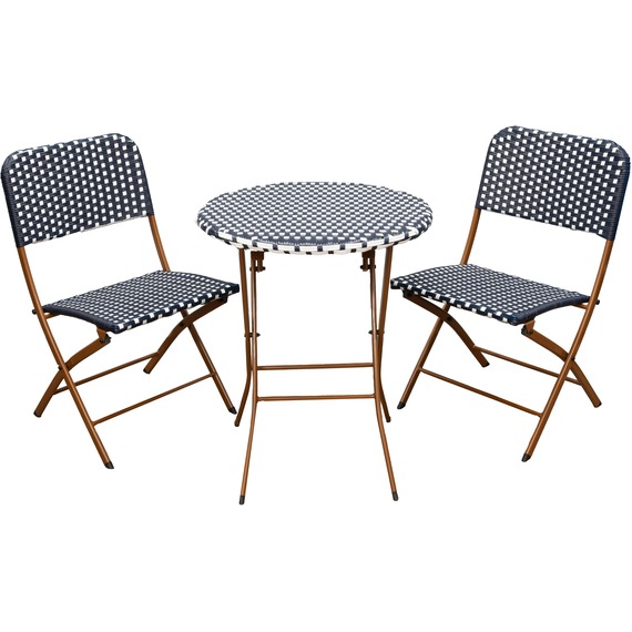SHG Rattan Bistro 3pc Set with steel frame