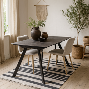 Larkspur Black Ceramic Dining Table with Hidden Extension
