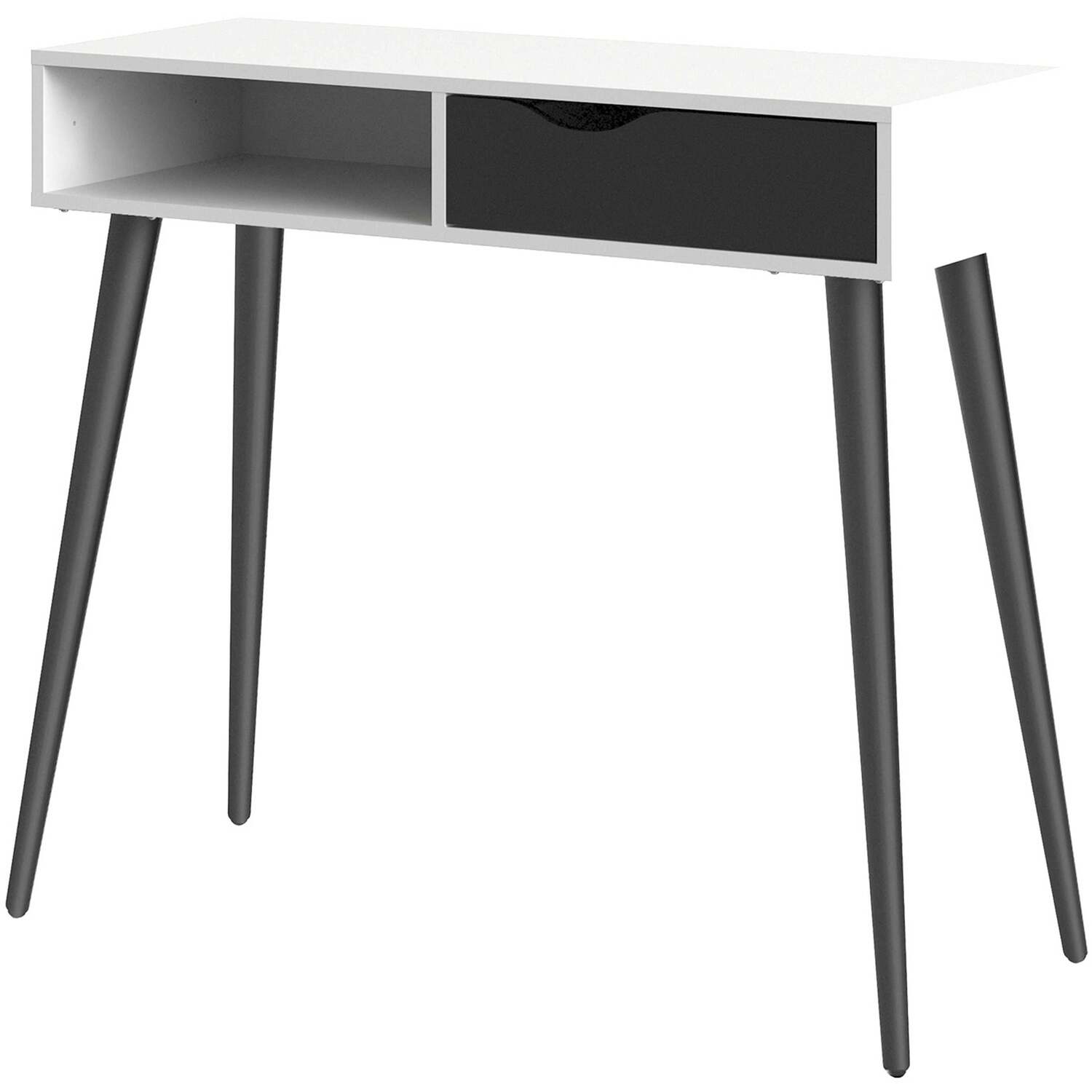 Sapporo Console Table White Top With Matt Black Frame 1 Drawer 1 Shelf - White And Black