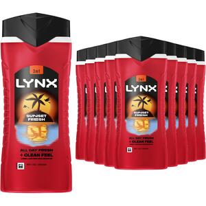 Lynx Men Sunset Fresh 3 in 1 Body Wash with Long Lasting Fragrance 500ml, 24 Pack