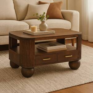 Solid Wood Sphere Leg Coffee Table