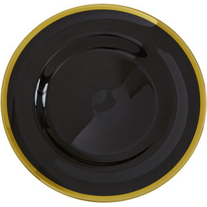 Ida Black Glass Charger Plate with Gold Rim