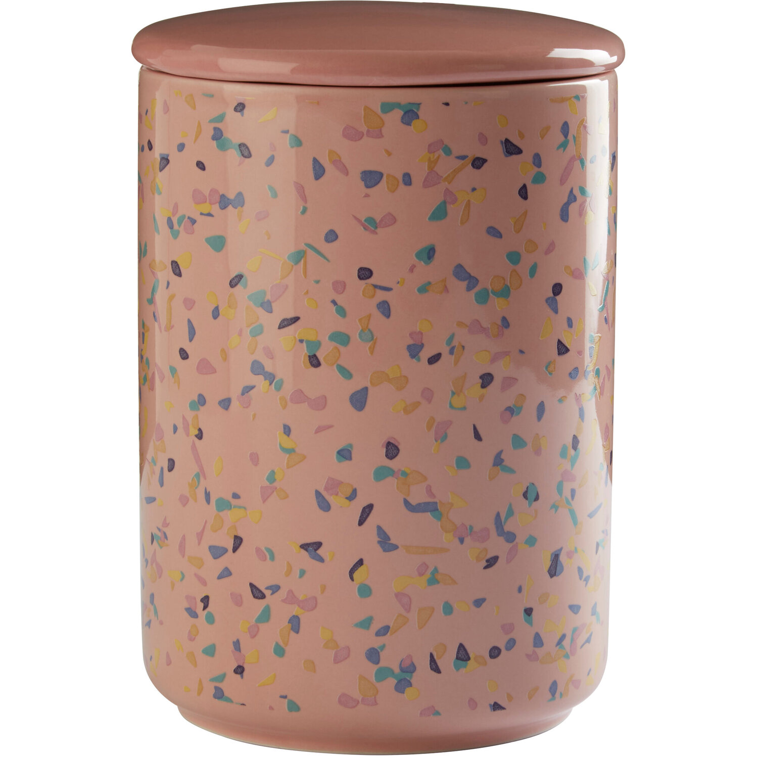 Yuki Large Pink Terrazzo Storage Canister - Pink