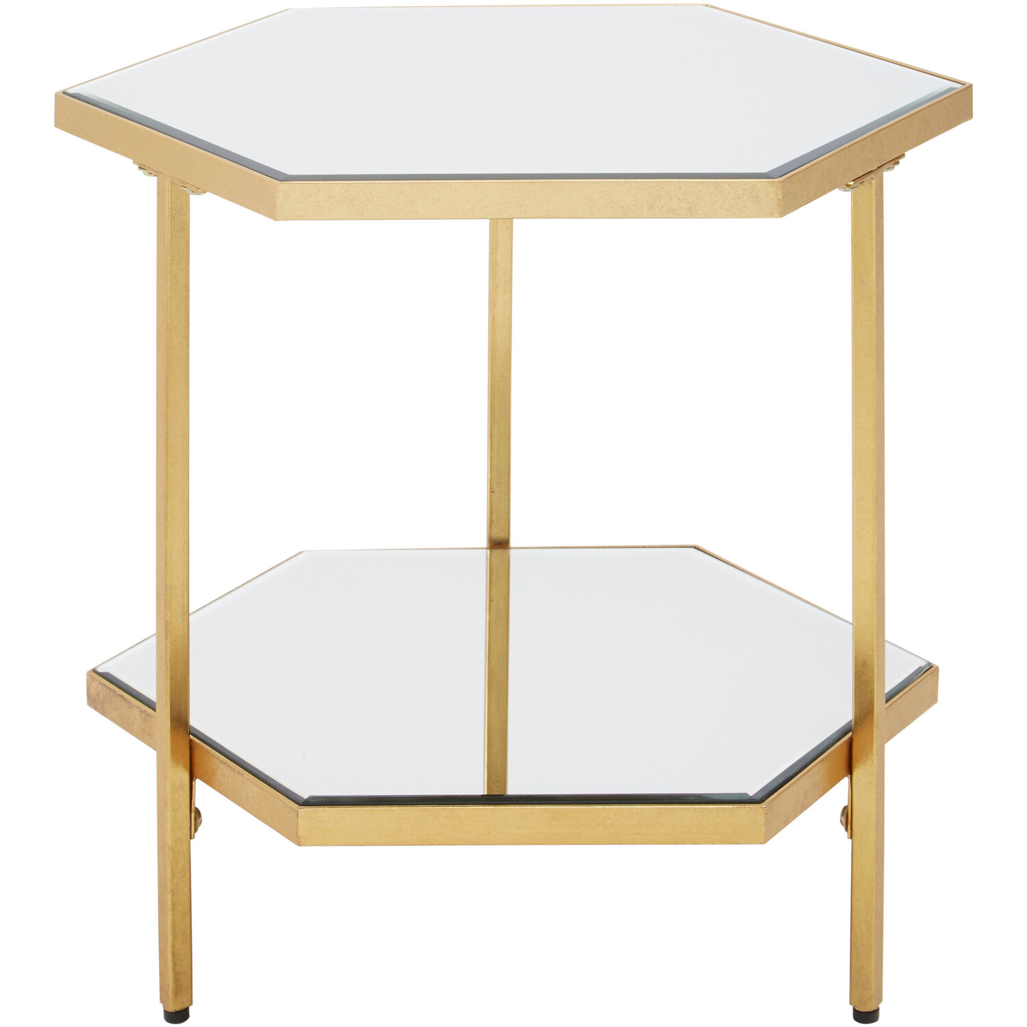 Rio Gold and Mirror 2 Tier Side Table - Gold