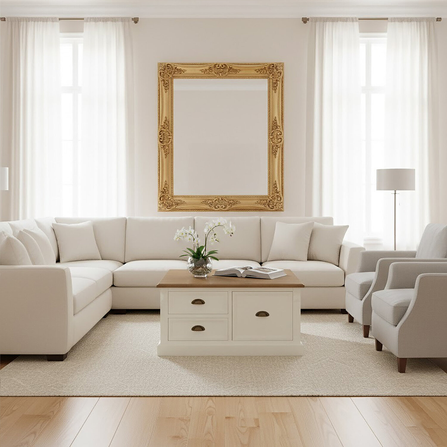 Hardwick Square Coffee Table with Drawers - White