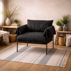 Wardour Armchair Onyx Houseweave with Matt Metal Legs