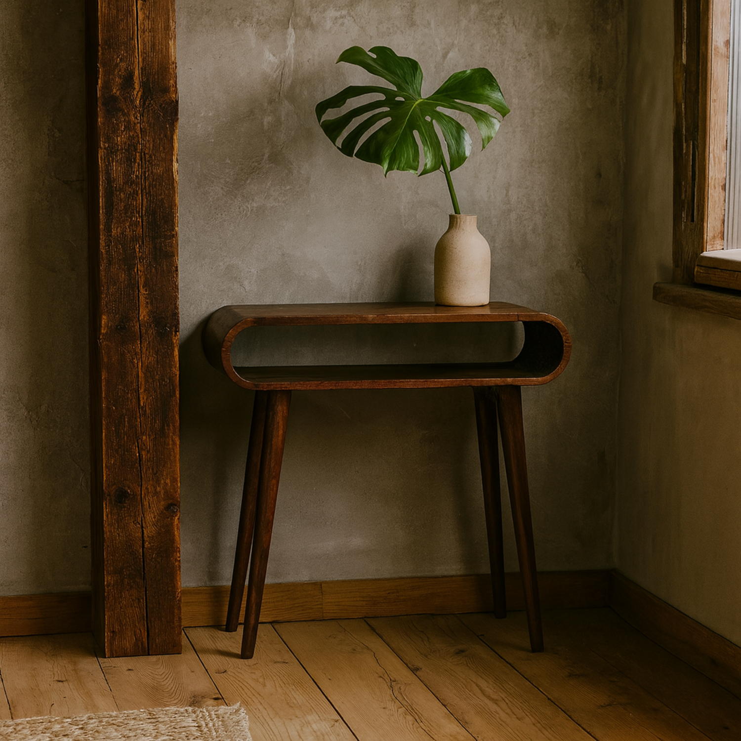 Porquerolles Mango Wood Console Table Chestnut Open Shelf - Brown