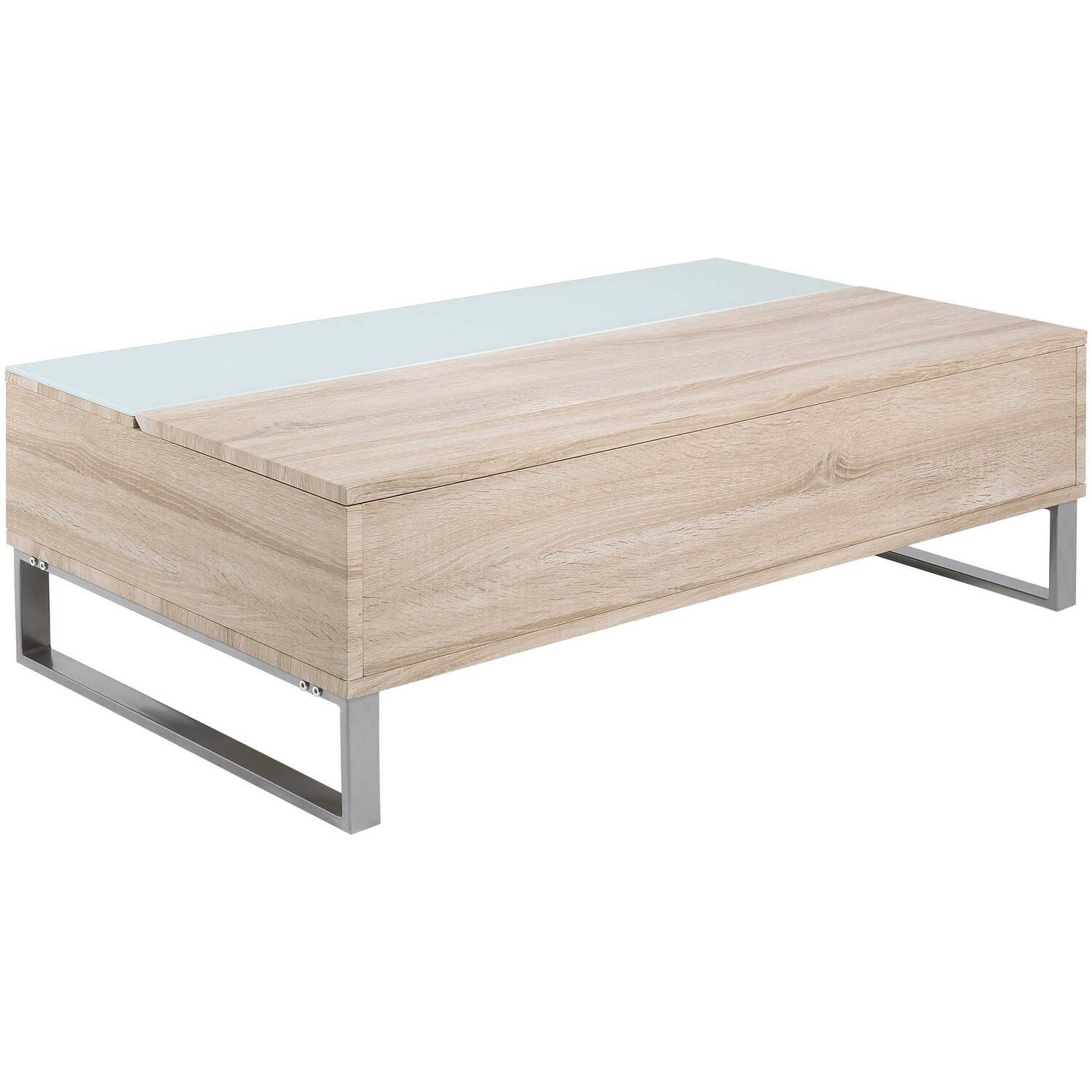 Salford Lift Up Coffee Table Sonoma With Glass Top - White