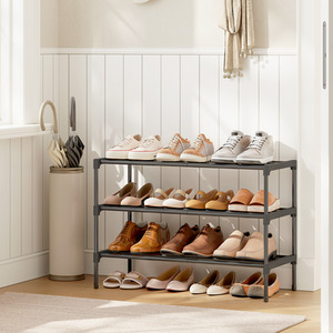 SONGMICS Shoe Rack, 3-Tier Slim Shoe Organiser Shelf, Metal Rack
