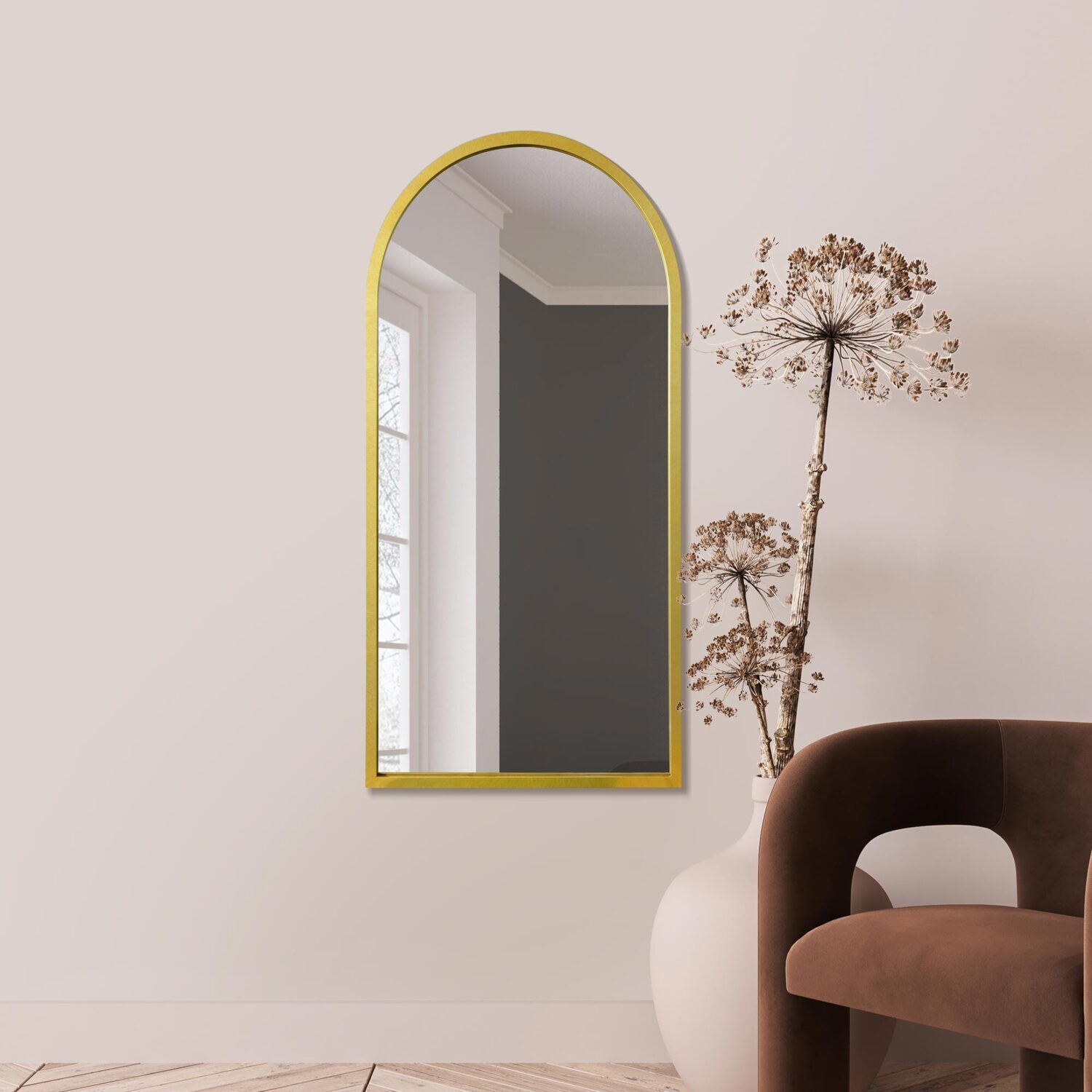 Image of MirrorOutlet Arcus - Gold Metal Framed&hellip;