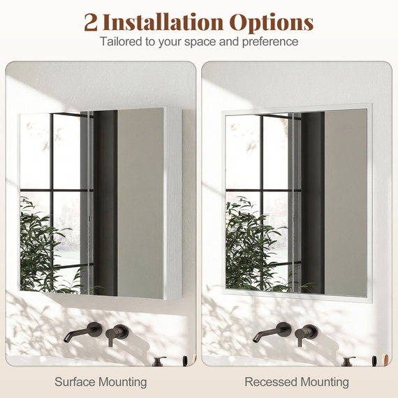 White Wooden Wall Mount Medicine Cabinet