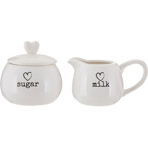 Charm White Ceramic Milk and Sugar Set
