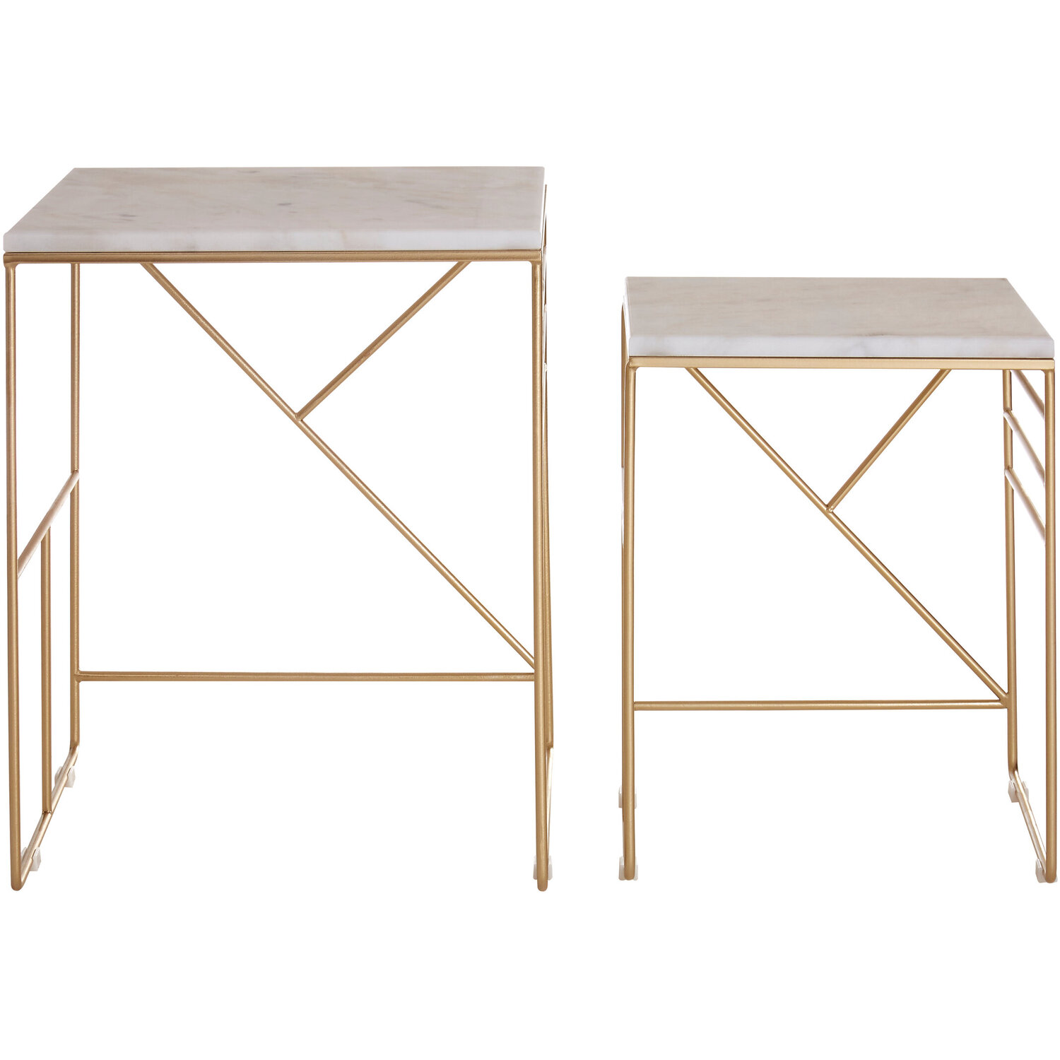 Avantis Marble Set Of 2 Square Nesting Tables - White