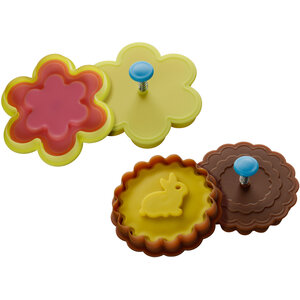 Sucre Set of 2  Rabbit And Flower Shape Cookie Cutters And Stamps