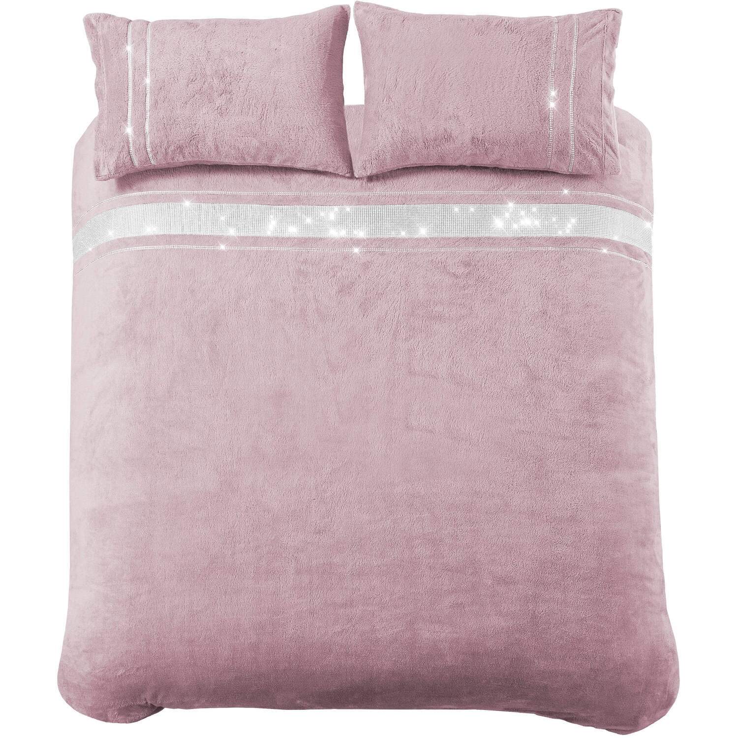 Diamante Teddy Duvet Set - Blush Pink Double