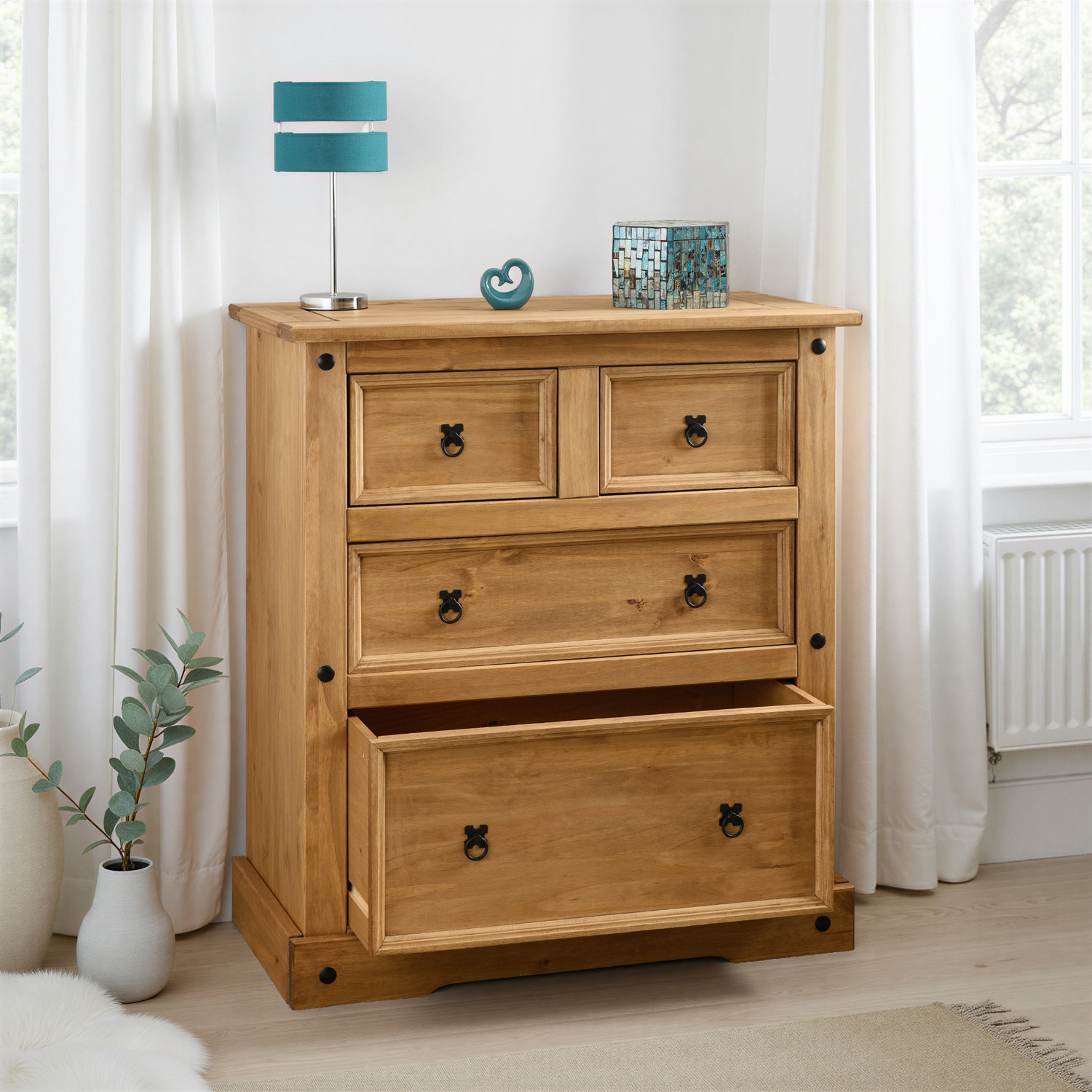 Corona 2 Over 2 Drawer Chest - Distressed Waxed Pine