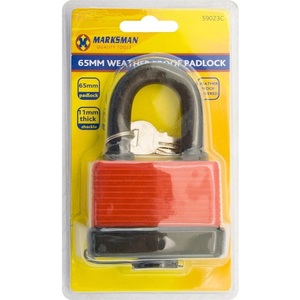 65mm Security Padlock Marksman Strong Brass with 3 Keys Weather Proof