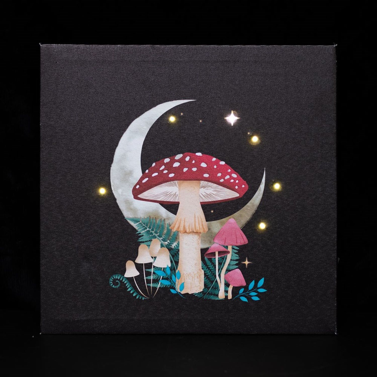 Something Different Canvas Forest Mushroom Light Up Canvas - Black/Red/White - One Size