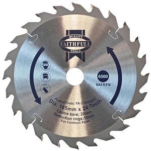 Faithfull Tct Cordless Trimsaw Blade 165 X 20mm X 24T Pos