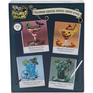 Pack of 4 Halloween Cocktail Crystal Canvases