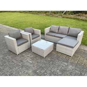 Rattan 6 Seater Sofa Set Chairs Stool