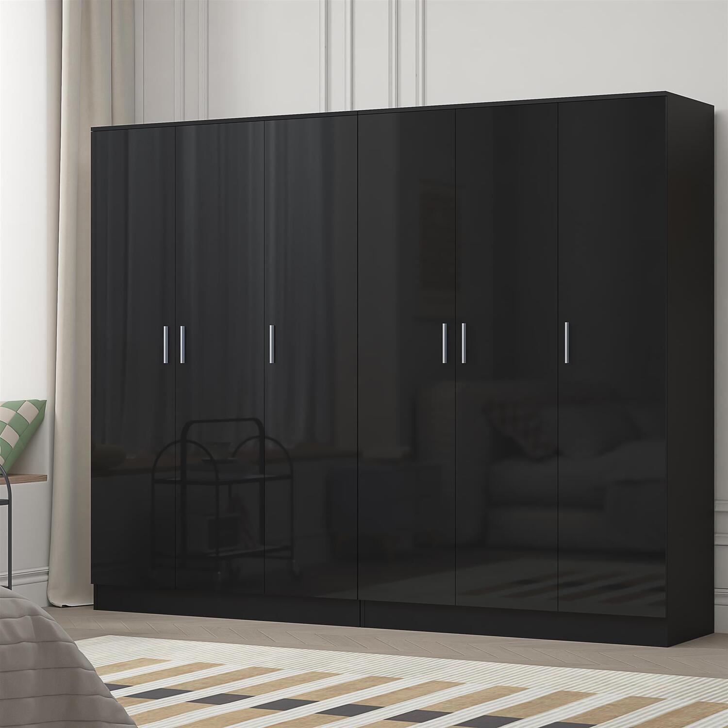 REFLECT Wardrobe Bundle: Plain 3 Door + 3 Door Plain - Black/Black - Image 6