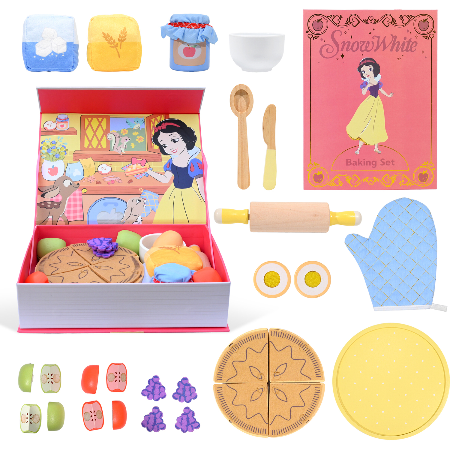 DISNEY Princess Wooden Storybook Pretend Playset - 4 Character Designs - Multicolour / 5cm