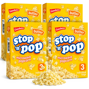 SOL 12pk x 85g Stop 'n' Pop Microwave Popcorn, Butter Flavoured Pop Corn Kernels, Ready in Minutes