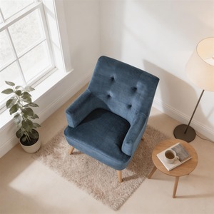 Dark Blue Arta Modern Plush Accent Occasional Armchair shot 16121859
