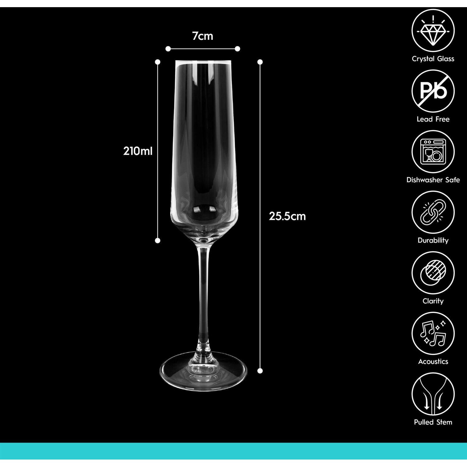 Argon Tableware Soho Crystal Champagne Flutes - 210Ml - Pack Of 24 - Clear