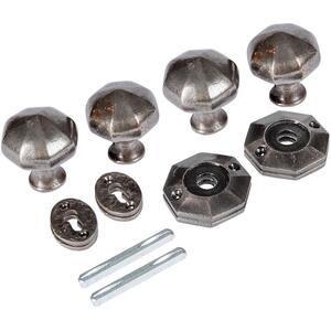 Octagonal Rim & Mortice Door Knob - W60mm - Raw - Pack of 2