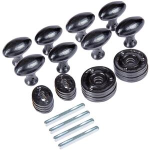 Oval Rim & Mortice Door Knob - W60mm - Black - Pack of 4