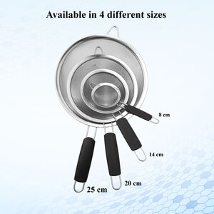Buckingham Fine Mesh Sieve Strainer Stainless Steel 8 cm Black Handle