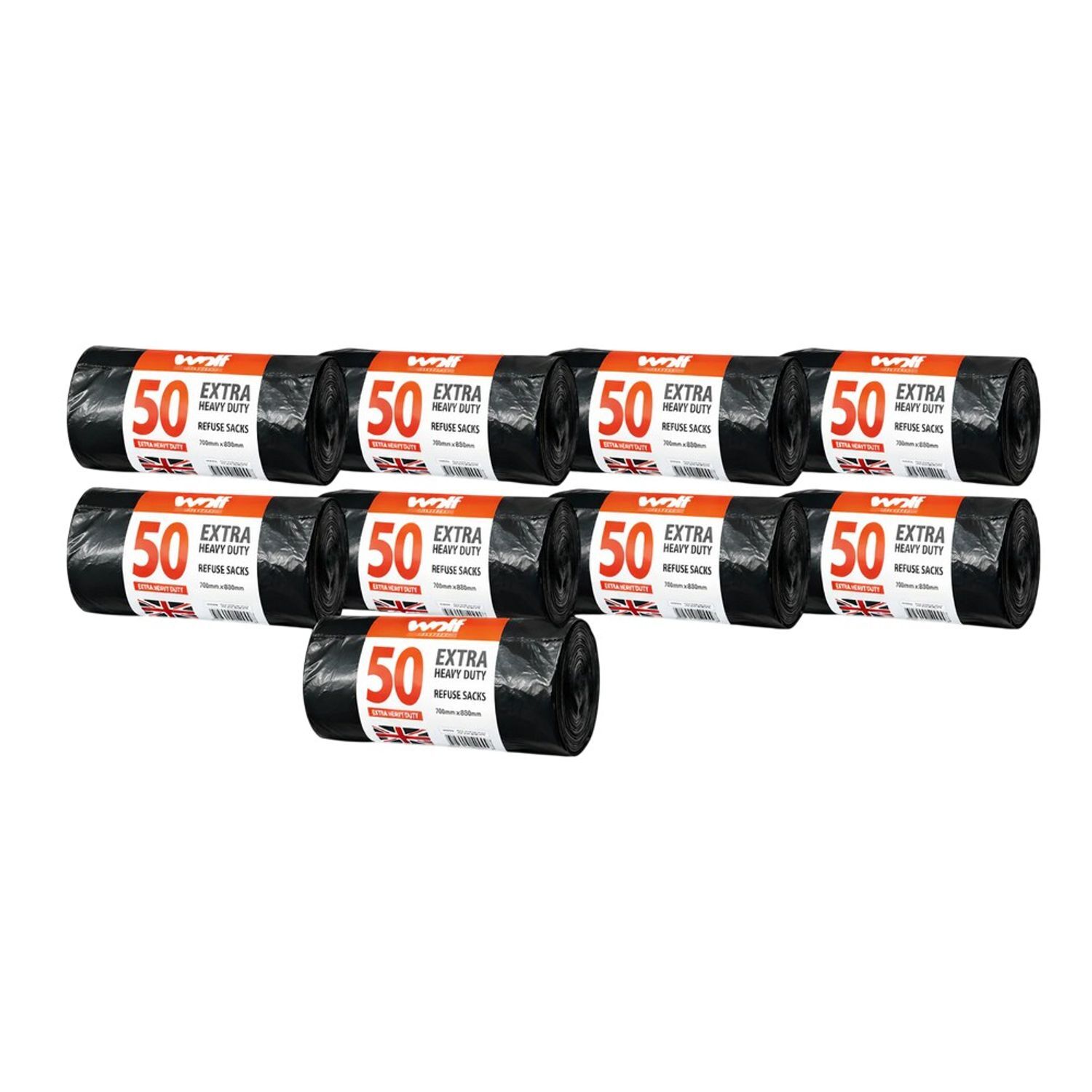 Wolf Heavy Duty Bin Bags (Pack Of 50) - Black