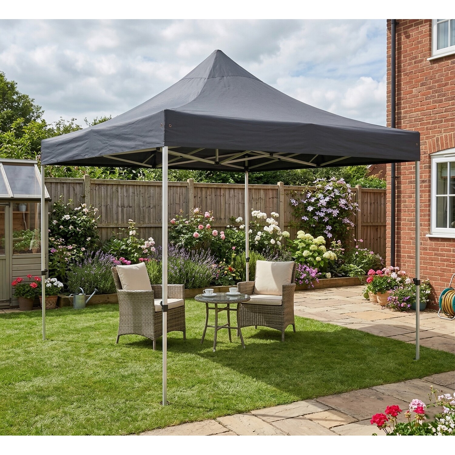 Primrose Pop Up Gazebo 3m x 3m Garden Marquee Waterproof UV Resistant Grey - Grey