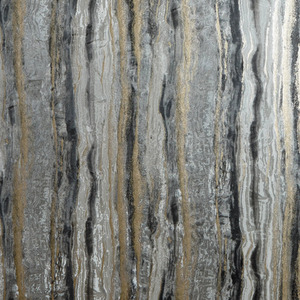 Oslo Wallpaper in Charcoal and Black with Gold Metallic