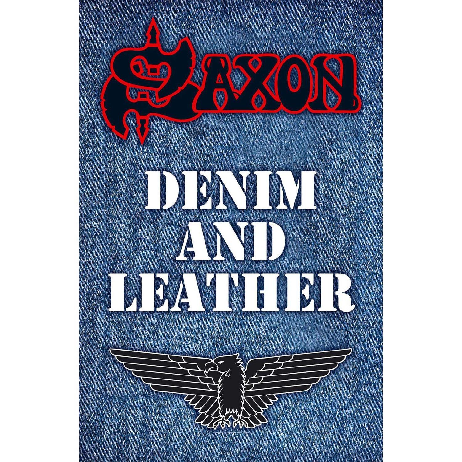 Saxon Denim And Leather Textile Poster - Blue/Black/White