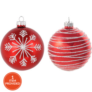 Shiny Red and White Glitter Bauble