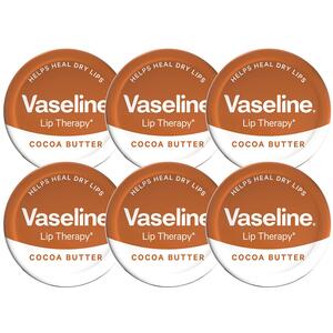 Vaseline Lip Therapy Cocoa Butter 20gm Petroleum Jelly Dry Lip Treatment, 6 Pack