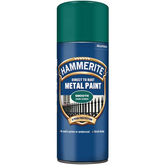 Hammerite smooth finish metal paint aerosol 400ml dark green